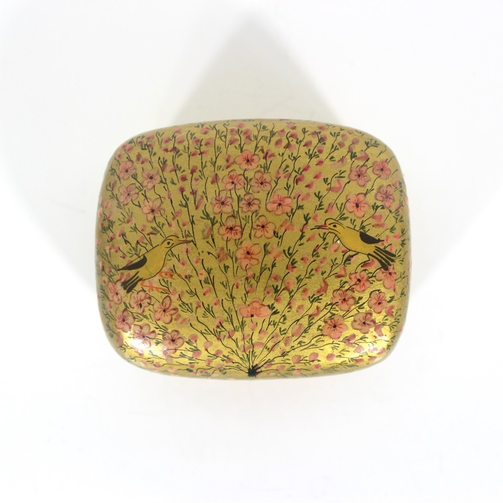 Vintage Hand Painted Kashmir Lacquered Trinket Box